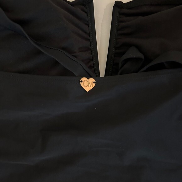 NWT Catherine Malandrino V Wire Shirred Black 1 Piece Bandeau Swimsuit Plus S 2X - Picture 14 of 14